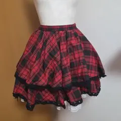 あ*ち様 BODY LINE チェック柄 ティアード 2段フリルカートのサムネイル