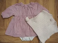 petit main フリルロンパース ニットベスト70