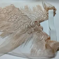 三重仮紐ハンドメイド澪ラッセルレースベージュ花柄刺繍帯揚げ短め
