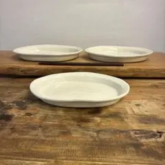 新品　陶器　陶芸作家　楕円リムプレート皿3枚　594