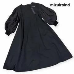 新品 25年 ミズイロインド レースアップワンピース ブラック 綿