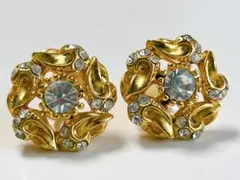 vintage　ストーン付き　ゴールドカラーイヤリング　直径２cm　ビンテージ品