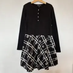 アニエス・ベー切り替えワンピース　花柄　130cm モノトーン