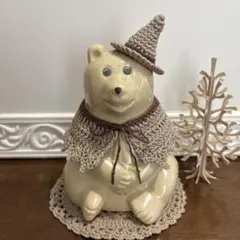 しろくま貯金箱⭐︎ハロウィン⭐︎とんがり魔女帽子とギザギザマント⭐︎グレージュ