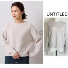 untitled【ふっくら軽い】カシミヤ混 片畔クロップド丈ニット