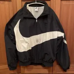 Nike ナイロンジャケット Lサイズ ホワイト/ブラック　ビッグスオッシュ