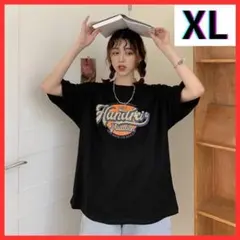 【1点限り】Tシャツ レディース 韓国 メンズ トップス 夏服　ブラック　 XL