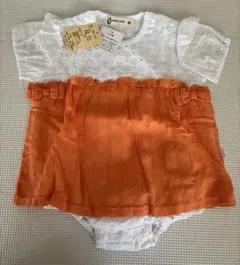 【新品】ロンパース 80 女の子 オレンジ タグ付