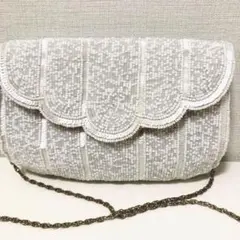 ショルダーバッグ ビジューバッグ シェル ホワイト シルバー ベージュ バッグ