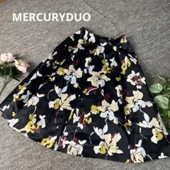 MERCURYDUO フレア膝丈スカート　Mサイズ　ネイビー　花柄