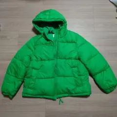 H＆M フーデッドパファージャケット グリーン
