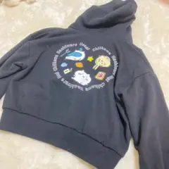 新品ちいかわ 黒 ジップアップパーカー120