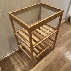 木製3段オープンシェルフ ガラス天板付き
