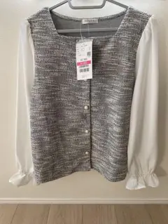 ツイード風グレー系トップス