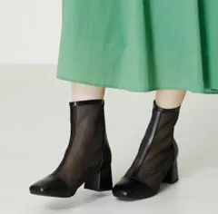 オリエンタルトラフィック シースルーブーツ黒 メッシュ アンクルブーティ