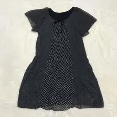 y2k フェアリーコア 森ガール ドット 水玉 チュニック リボン 半袖 M 黒