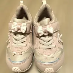 ムーンスター　18.5 薄ピンク　リボン　スニーカー