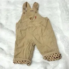 ミキハウス ベージュ コーデュロイオーバーオール 80