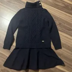 バーバリー　ブルーレーベル　ネイビー タートルケーブルニット ワンピース　38