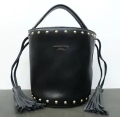 CHRISTIAN VILLA ブラックレザーバケツバッグのサムネイル