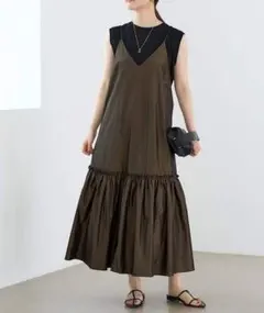 美品2023 IENA タフタキャミワンピース 38 ブラウン レディース