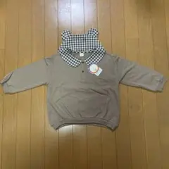 テータテート キッズ くま 襟付き 長袖トレーナー ブラウン 110cm