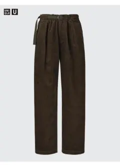 UNIQLO U コーデュロイタックワイドパンツ ブラウン Mサイズ
