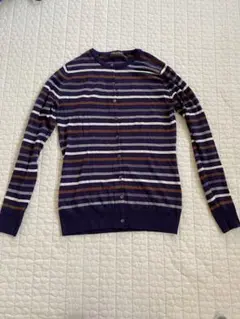 John Smedley 長袖ウールカーディガン　ボーダー柄M