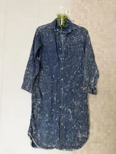 [美品]CUBE SUGAR デニムシャツワンピース ロング丈