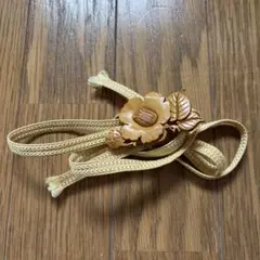 木製 花と葉の帯留め　帯締めセット
