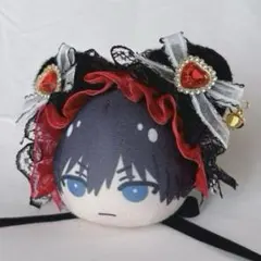 ヘッドドレス おまんじゅう ちびぐるみ ブルーロックぱぺっと 黒猫 レッドリボン