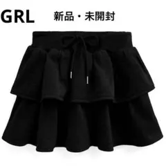 GRL インパン裏地付きティアードスウェットミニスカート[pm596] 黒