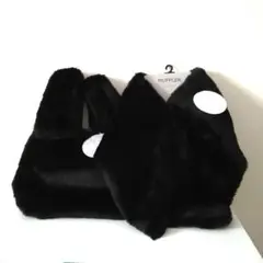 新品　未使用　Eco Fur bag　 ブラックマフラー　ミニトートバッグ　黒