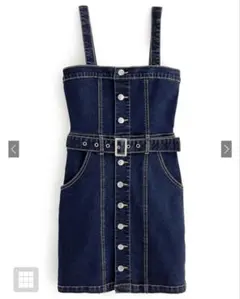 ダークブルー ノースリーブ ミニワンピース GRL