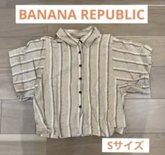 BANANA REPUBLIC リネンストライプ半袖シャツ Sのサムネイル