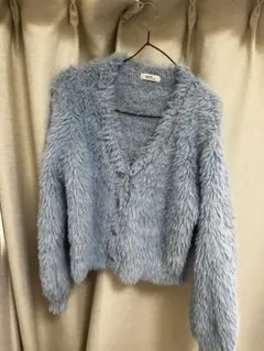 水色ファーカーディガン