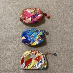 ハンドメイド　和風花柄ポーチ3点セット