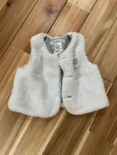 ファミリア　ボアベスト　60 薄い水色　リバーシブル　裏コットン100%