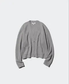 ユニクロ　スムースコットンVネックショートカーディガン　グレー Sサイズ