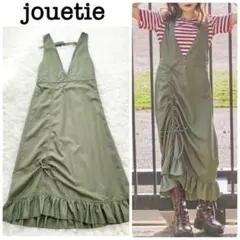 【美品】jouetie レイヤードジャンパードレス カーキ