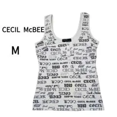 CECIL McBEE Y2K ロゴタンクトップ M 白 ラインストーン ギャル
