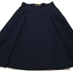 【SOUP ワールド】 紺 ネイビーフレアスカート金具デザイン