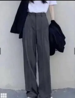 センタープレスストレートパンツ［ai07］GRL グレー Sサイズ