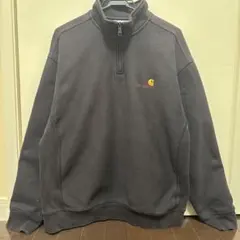 Carhartt ブラック ハーフジップ スウェットシャツ
