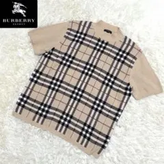 ◆美品◆BURBERRY LONDON 大きめ ノバチェック 半袖 ニット