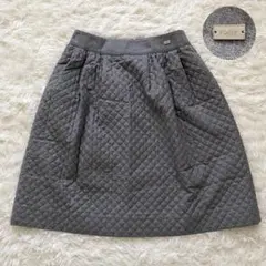 極美品★FOXEY フレアスカート グレー キルティング　38 FOXEY グレー キルティング スカート38