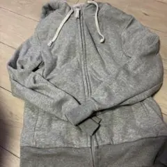 ユニクロUNIQLO ボアスウェットフルジップパーカーレディース M グレー