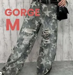 GORGEの星柄ダメージワイドパンMサイズ