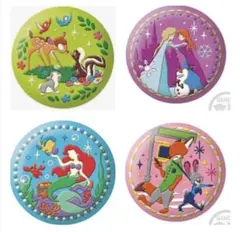 ディズニー 刺繍缶バッジ　4種　アナ雪　ズートピア　アリエル　バンビ【未使用 】