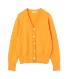 MACPHEE ドライコットン Vネックカーディガン　オレンジ　マカフィー